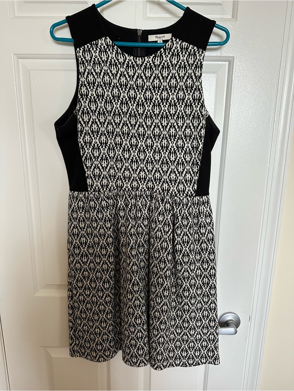 Black & White Patterned Sleeveless Madewell Dress